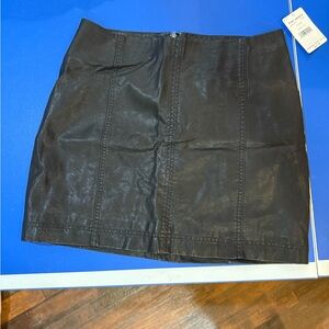 Free People Black leather Mini Skirt